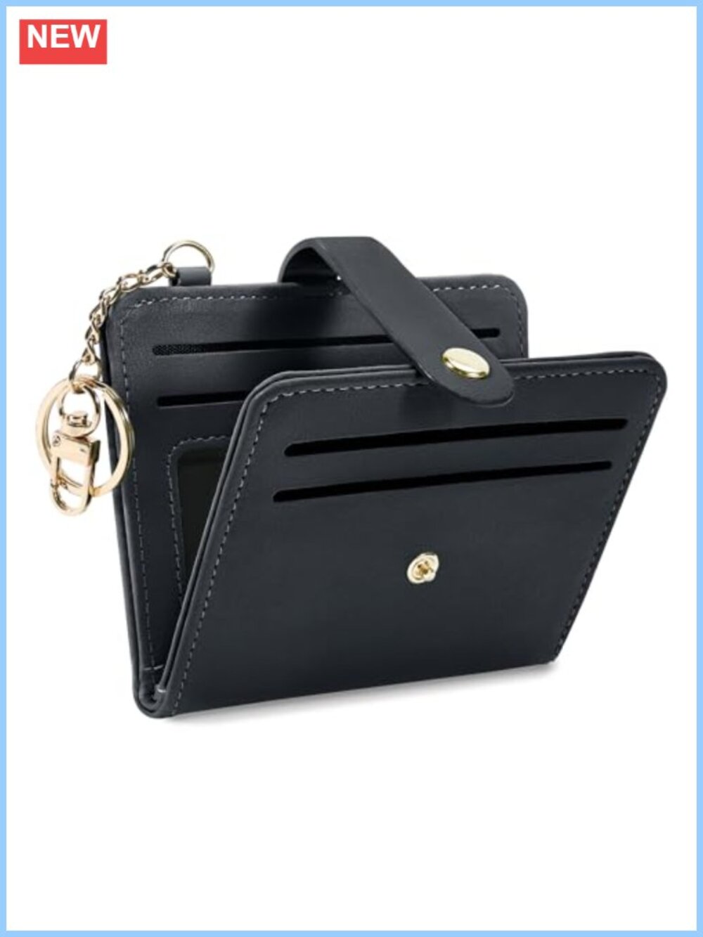 Small RFID Wallet PU Leather Card Holder Keychain Slim Bifold Coin Pocket